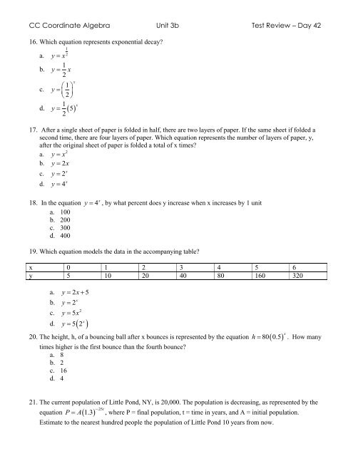 Unit 3B Review Sheet - Cobb Learning