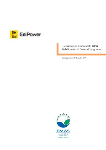 Dichiarazione Ambientale 2006 Stabilimento di Ferrera ... - Enipower