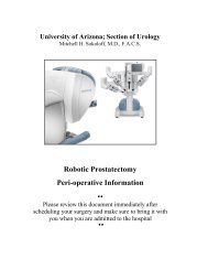 Robotic Prostatectomy Preparation - University of Arizona