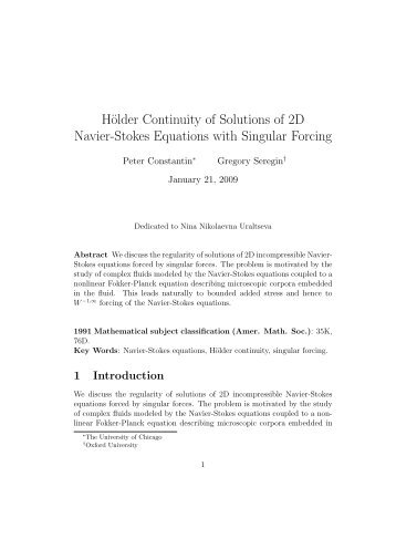 HÃ¶lder Continuity of Solutions of 2D Navier-Stokes Equations with ...