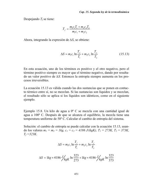 CAPITULO 15. SEGUNDA LEY DE LA TERMODINAMICA Y ... - DGEO