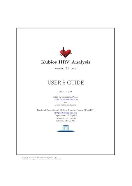 USER'S GUIDE - Biosignal Analysis and Medical Imaging Group