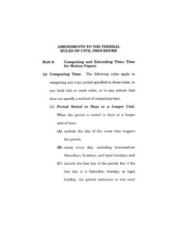 Amendments to Federal Rules of Civil Procedures - US District Court ...
