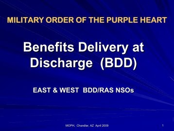 Benefits Delivery at Discharge (BDD) - Military Order of the Purple ...