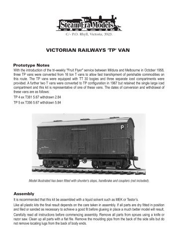 VICTORIAN RAILWAYS 'TP' VAN - Steam Era Models