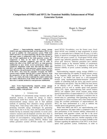 Comparison of SMES and SFCL for Transient Stability Enhancement ...