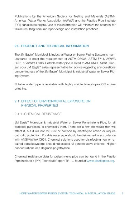 Polyethylene Water/Sewer - JM Eagle