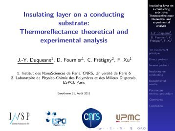 Insulating layer on a conducting substrate - UniversitÃ© de Poitiers