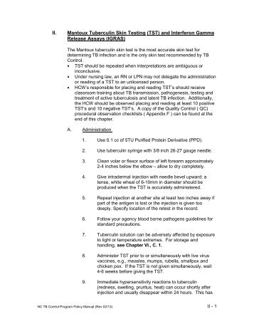 Chapter II - Mantoux Tuberculin Skin Testing (TST) and ... - Epi