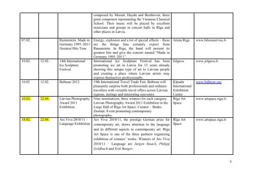 january - Latvian Tourism Development Agency