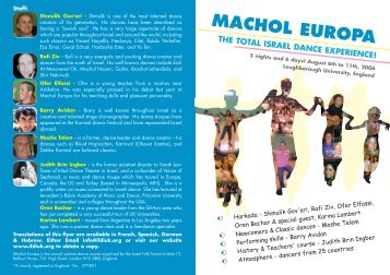 Machol Europa is the annual summer dance ... - Judith Brin Ingber