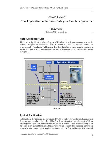 The Application of Intrinsic Safety to Fieldbus Systems - ICEWeb
