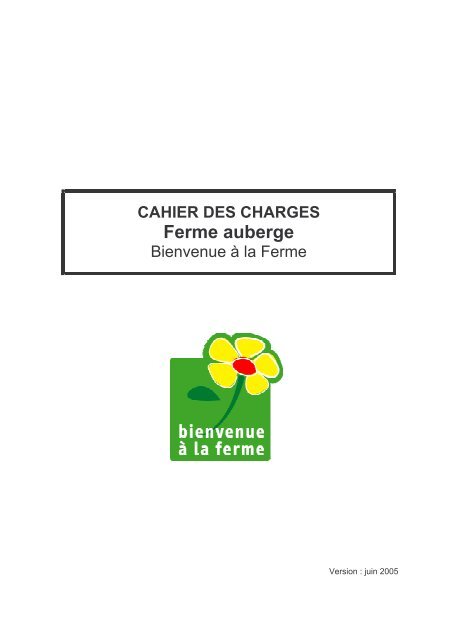 cahier des charges âFerme auberge - Chambre d'Agriculture