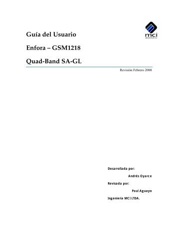 GuÃ­a del Usuario Enfora â GSM1218 Quad-Band SA-GL - Olimex