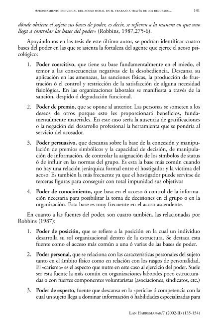 Afrontamiento individual del acoso moral en el trabajo a travÃ©s de ...