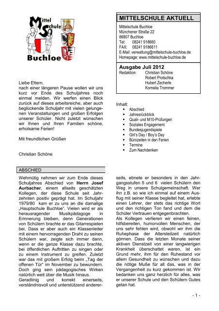 Ausgabe Juli 2012 - Mittelschule Buchloe