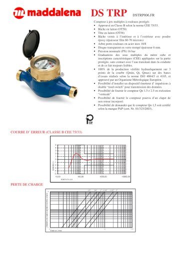 courbe d' erreur (classe b cee 75/33) perte de charge ... - Maddalena