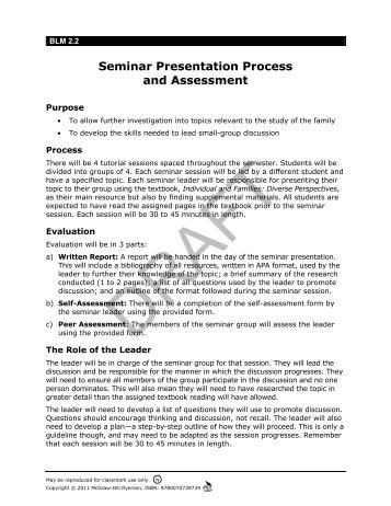 Seminar Presentation Process and Assessment - McGraw-Hill ...
