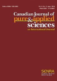 Previous Issue - Canadian Journal of Pure and Applied Sciences