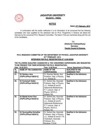 2nd Notice & List for Ph.D. Research Committee of the Dept