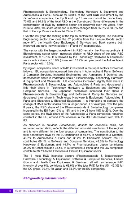 EU Industrial R&D Investment Scoreboards 2011