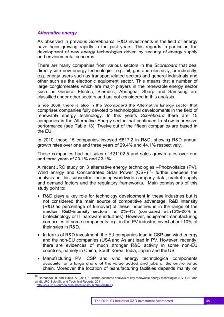 EU Industrial R&D Investment Scoreboards 2011