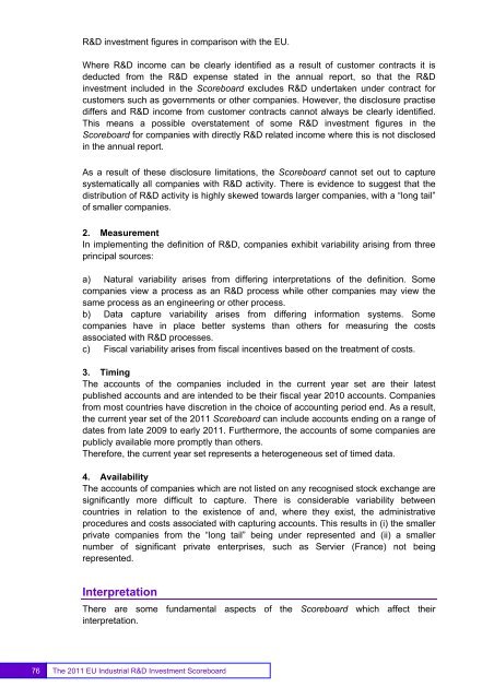 EU Industrial R&D Investment Scoreboards 2011