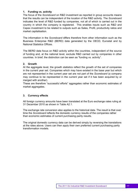 EU Industrial R&D Investment Scoreboards 2011