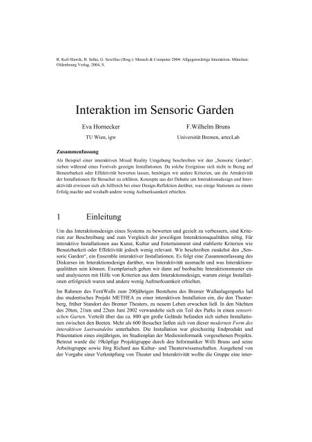 Interaktion im Sensoric Garden - Eva Hornecker