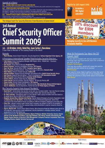 3rd Annual Chief Security Officer Summit 2009 - primo