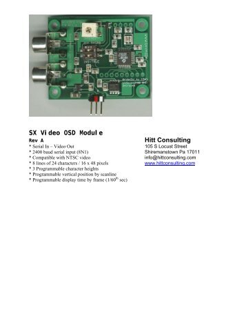 SX Video OSD Module Hitt Consulting