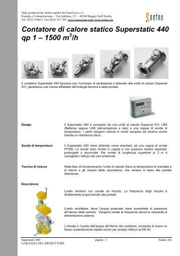 Contatore di calore statico Superstatic 440 qp 1 - Enercom Italia ...