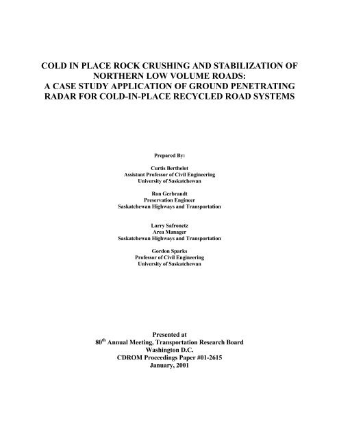 Cold in Place Rock Crushing and Stabilization of Northern Low ...