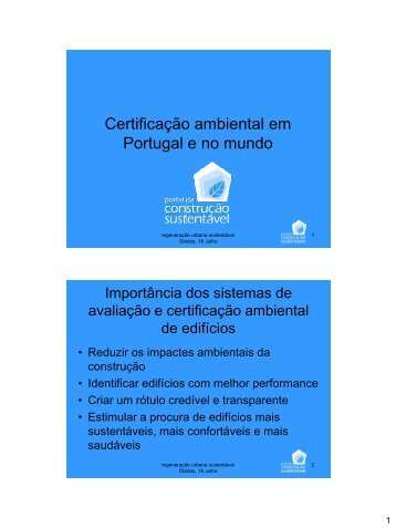 Os sistemas de certificação ambiental de edifícios em Portugal e no ...