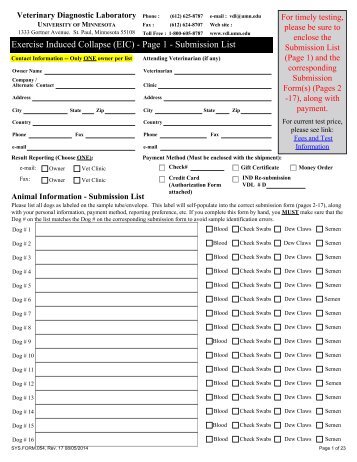 (EIC) Testing Form - Veterinary Diagnostic Laboratory - University of ...