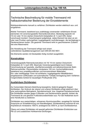 Leistungsbeschreibung Typ 100 HA - Reuplan