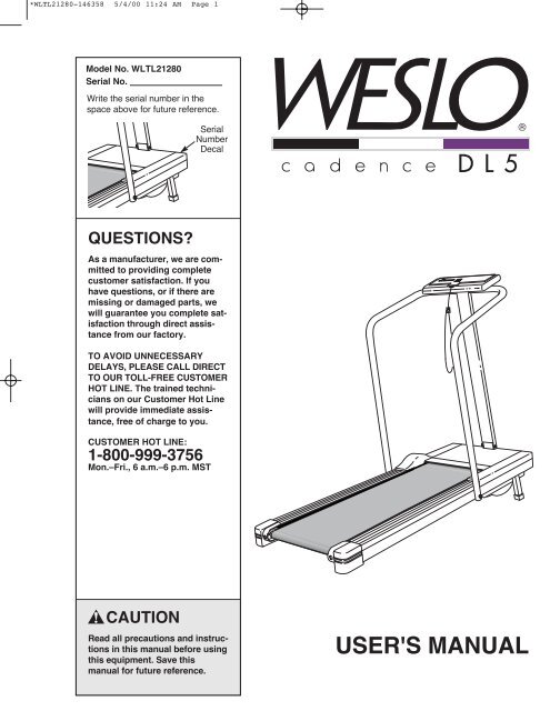 wltl21280 - weslo cadence dl5 - Fitness Equipment