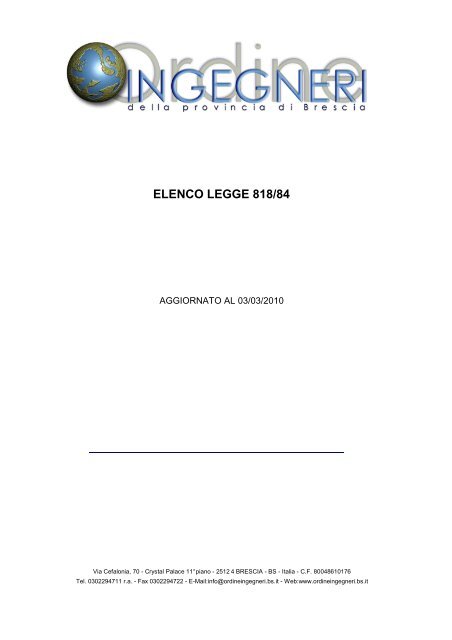 ELENCO LEGGE 818/84 - Ordine degli Ingegneri della Provincia di ...