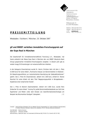 pressemitteilung - gif - Gesellschaft für Immobilienwirtschaftliche ...