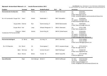 Blasmusik-Kreisverband Biberach e.V. - Anschriftenverzeichnis 2012