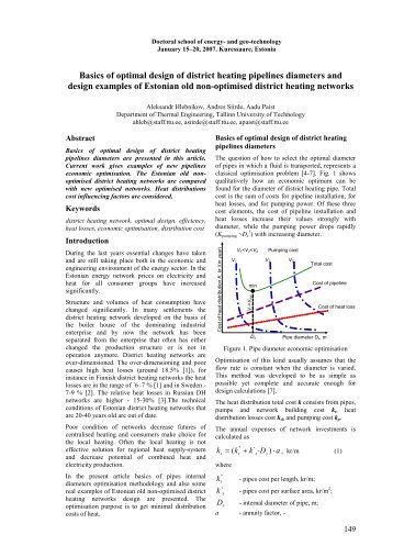 Basics of optimal design of district heating pipelines diameters and ...