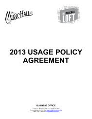 2013 USAGE POLICY AGREEMENT - The Music Hall