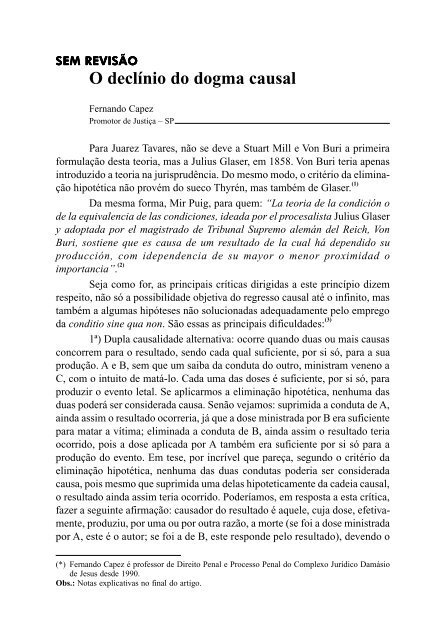 O declínio do dogma causal - Revista Justitia