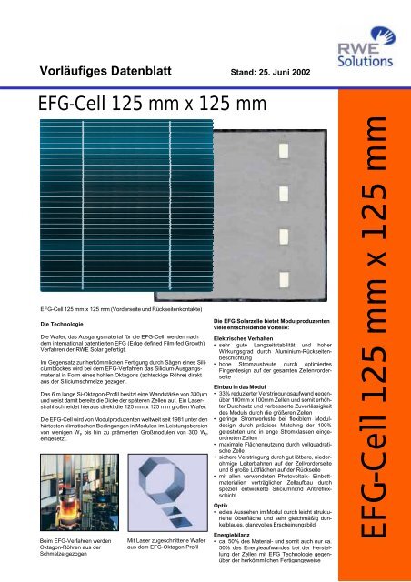 EFG-Cell 125 mm x 125 mm - SONNIG