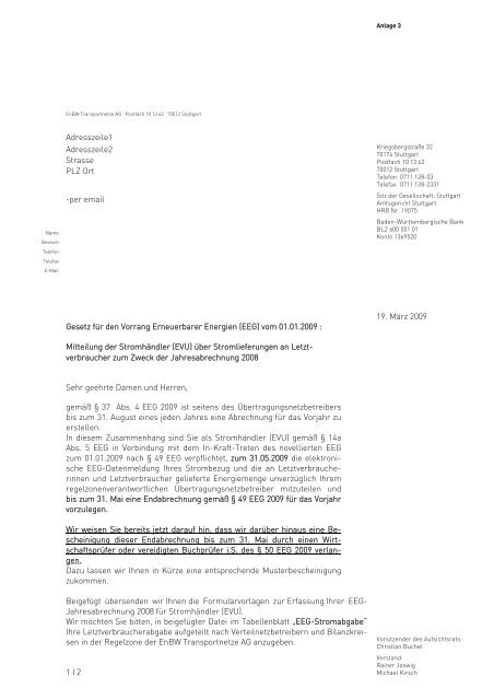 Bericht nach § 15 Abs. 2 EEG (ÜNB) der EnBW Transportnetze AG