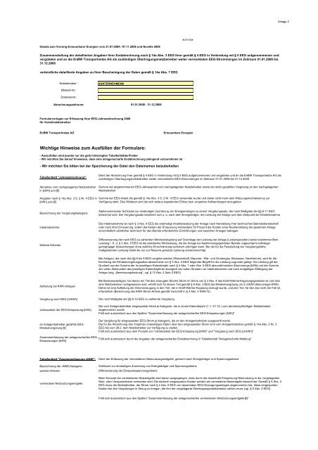 Bericht nach § 15 Abs. 2 EEG (ÜNB) der EnBW Transportnetze AG