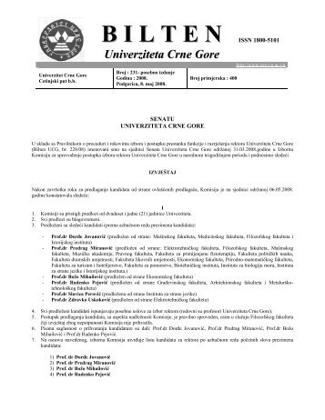 B I L T E N - Univerzitet Crne Gore