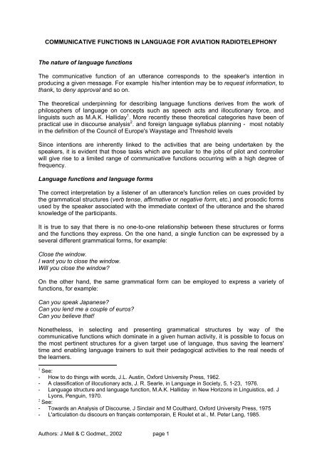 CHECKLIST 2 : COMMUNICATIVE FUNCTIONS
