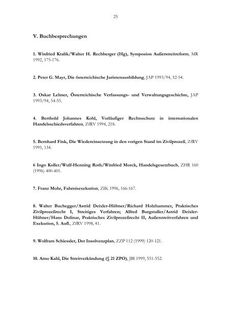 Publikationen zum 1.1.2012 - Institut fÃ¼r Zivilverfahrensrecht