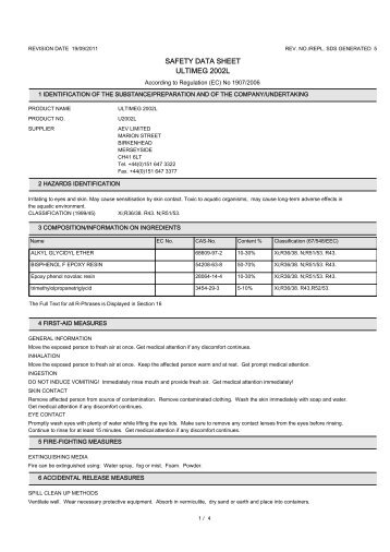 SAFETY DATA SHEET ULTIMEG 2002L - AET